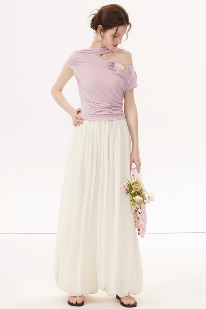 Top asimmetrico in Lyocell Tencel