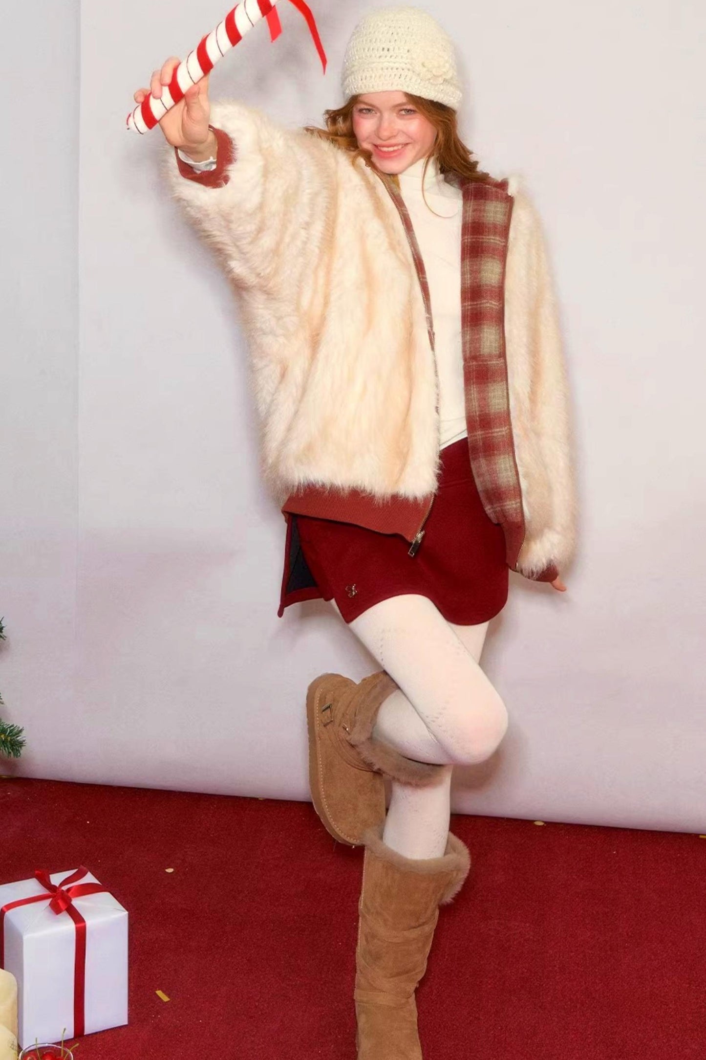 First Snow Plaid Reversible Coat