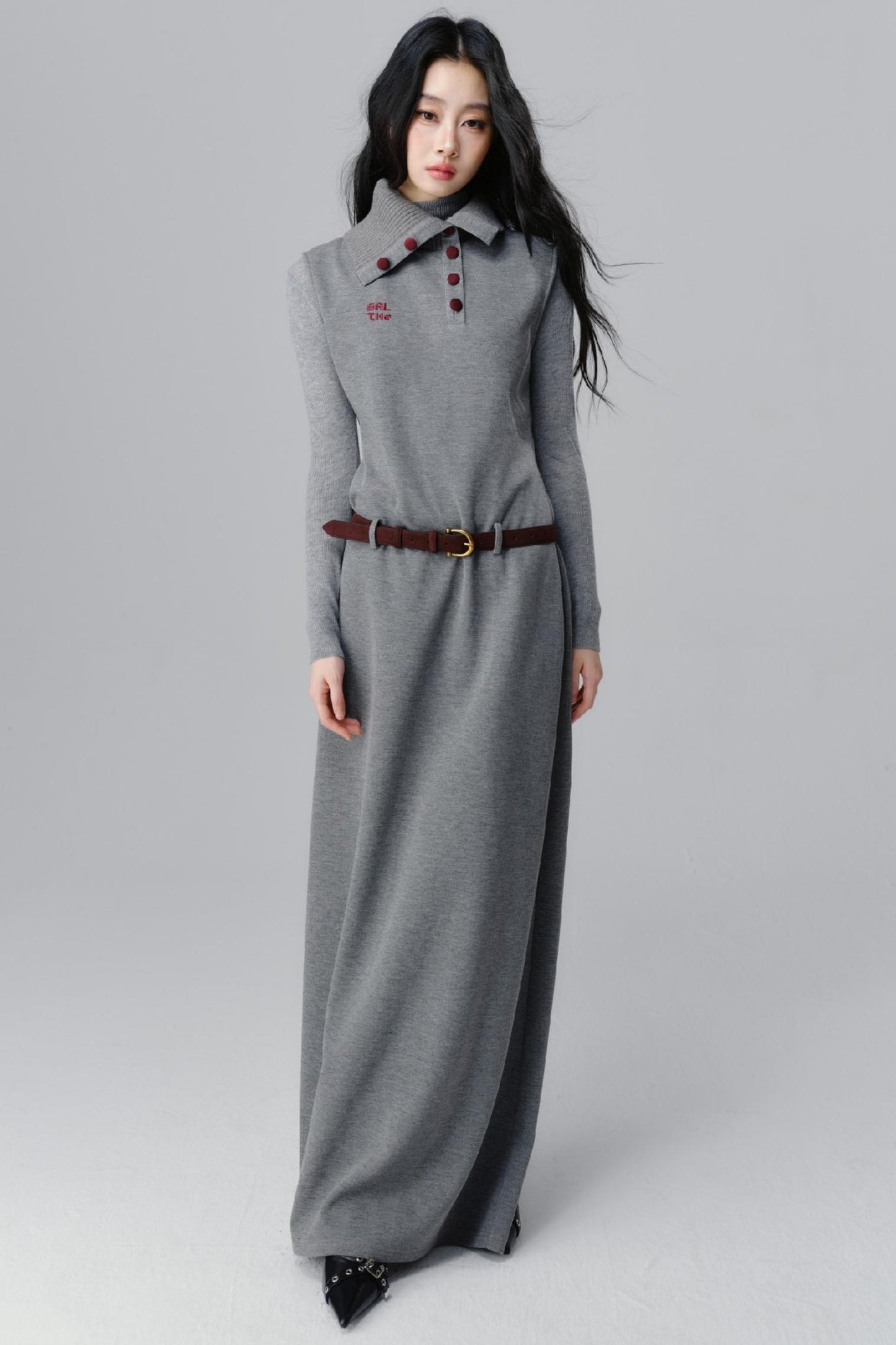 Gray Dream Polo Neck Dress Set-Up