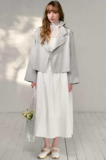 French Strapless Pleated A-Line Dress