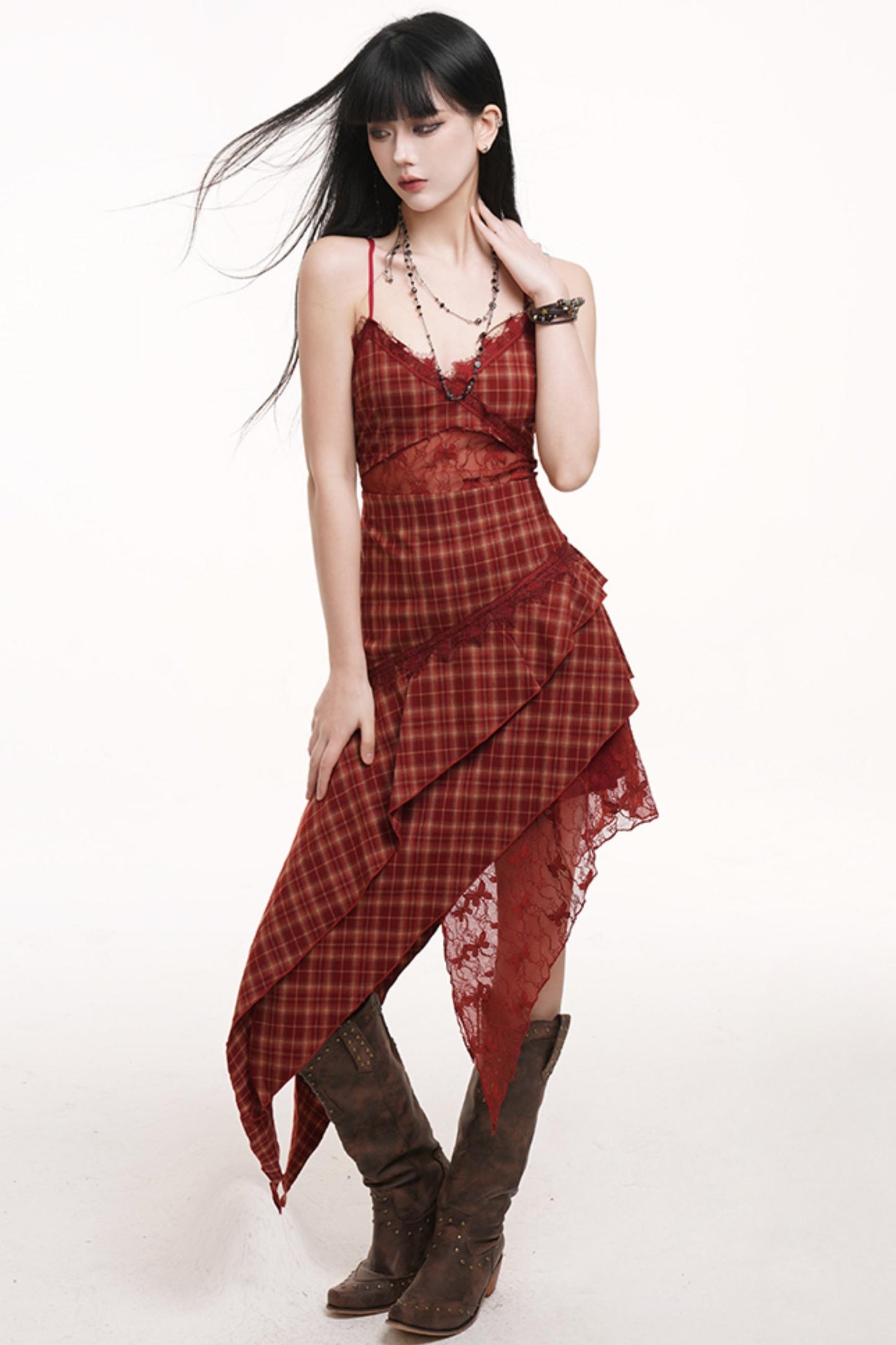 Pink Plaid Halter Dress