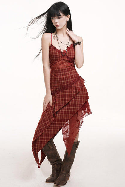 Pink Plaid Halter Dress