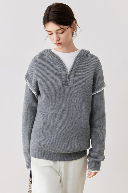 Loose Hooded Knitted Cardigan