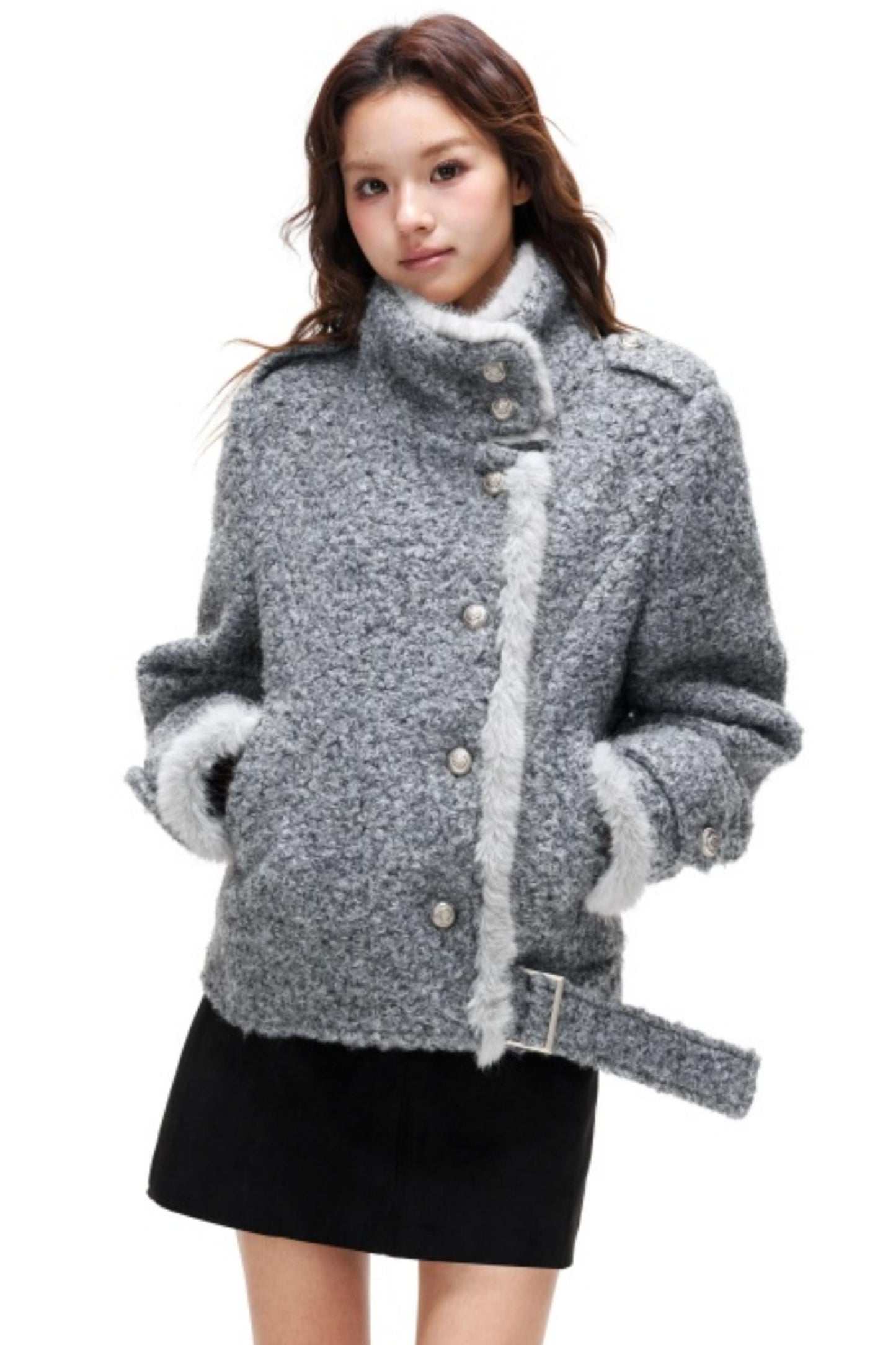 Retro Plush Patchwork Woolen Coat