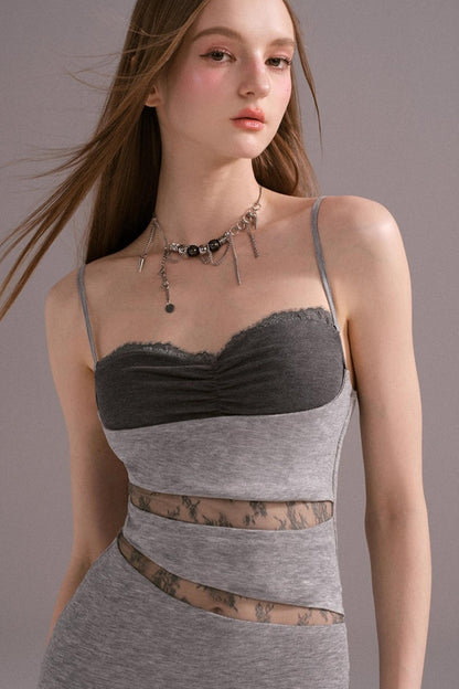 Hot Girl Patchwork Suspender Dress