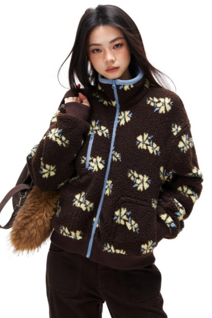 Floral Fair Isle Fleece Jacket