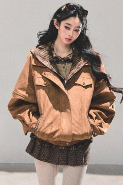 Hepburn Plaid Hooded Coat