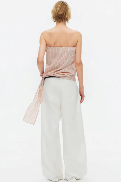 Lightweight Striped Tie-Front Top