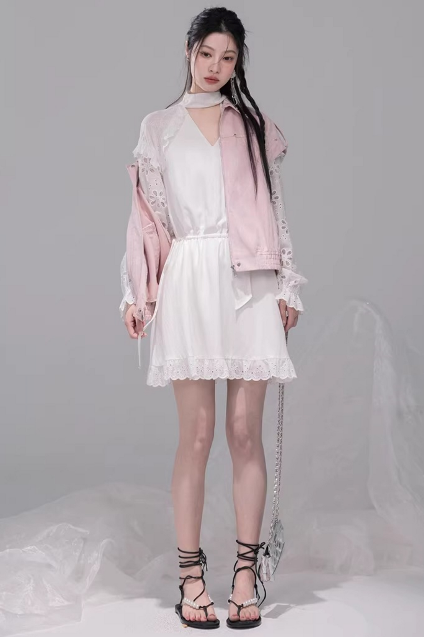 Fog Pink Denim Vest Jacket