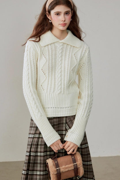 Lapel Wool Knit Top