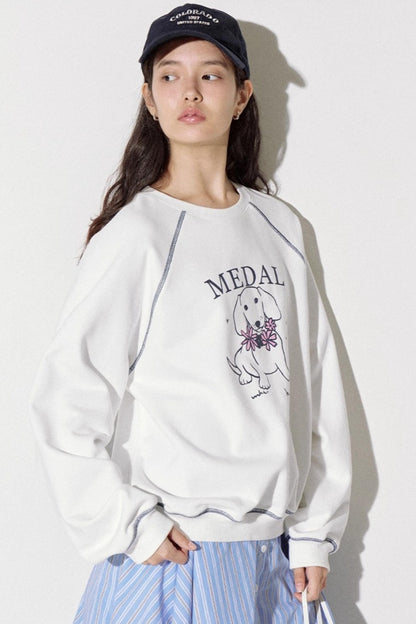 Playful Puppy Print Sweatshirt