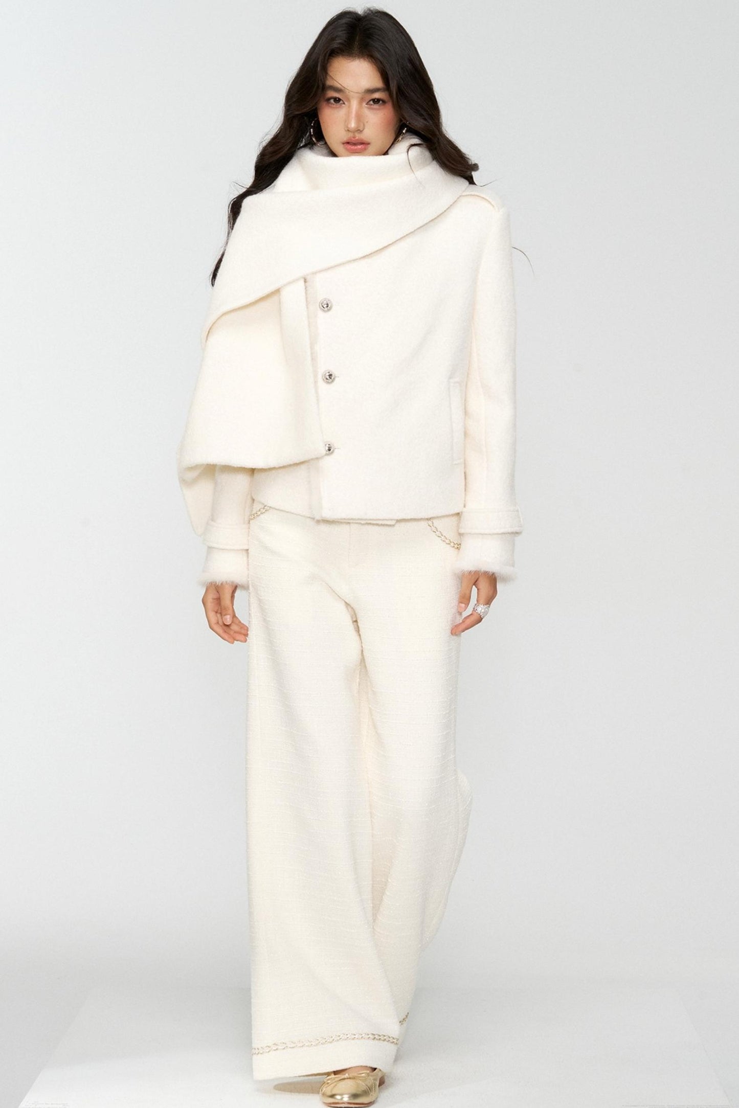 Exquisite Woolen Cropped Jacket Set-Up