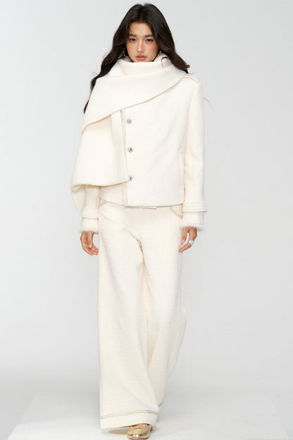 Exquisite Woolen Cropped Jacket Set-Up