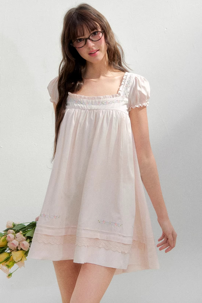 Square Neck Embroidered Dress