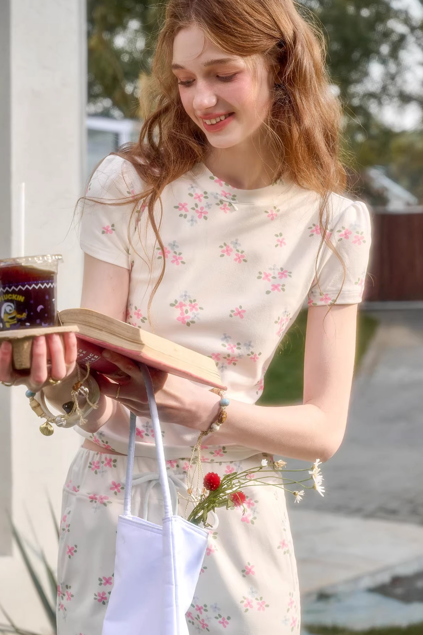 Blue Velvet Floral Cardigan Set-Up