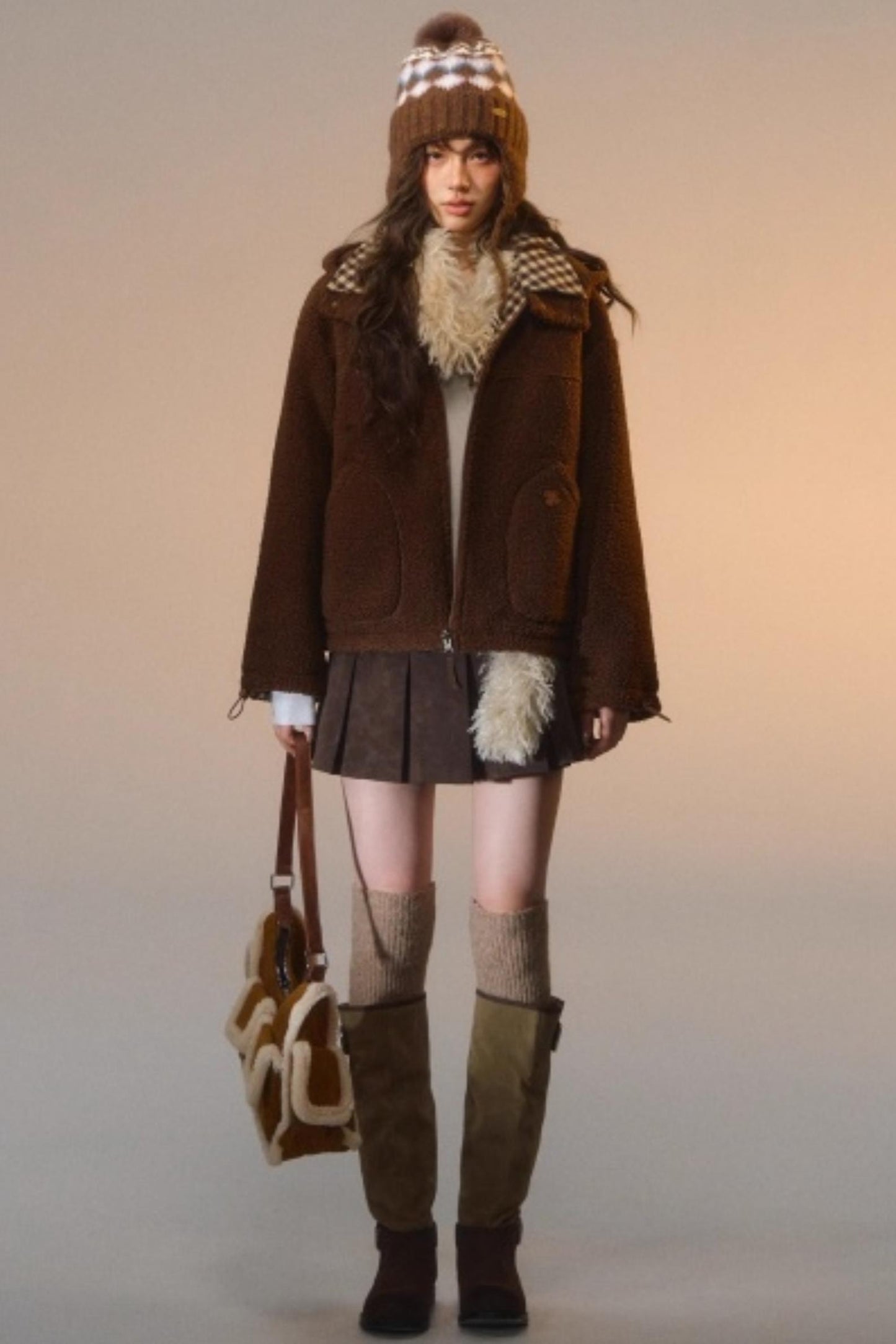 Reversible Plaid Patchwork Fleece Jacket