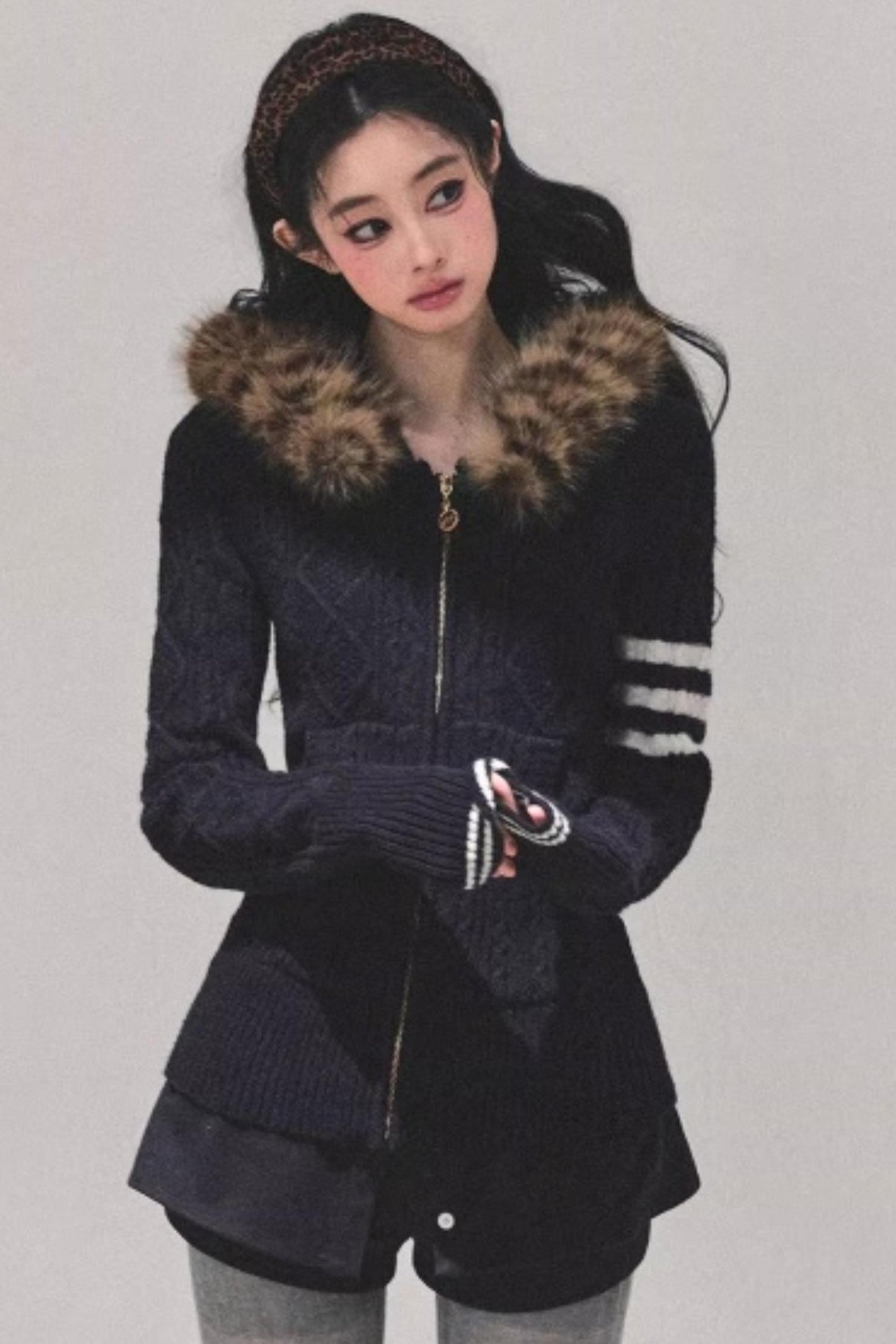 Winter Hooded Knit Sweater