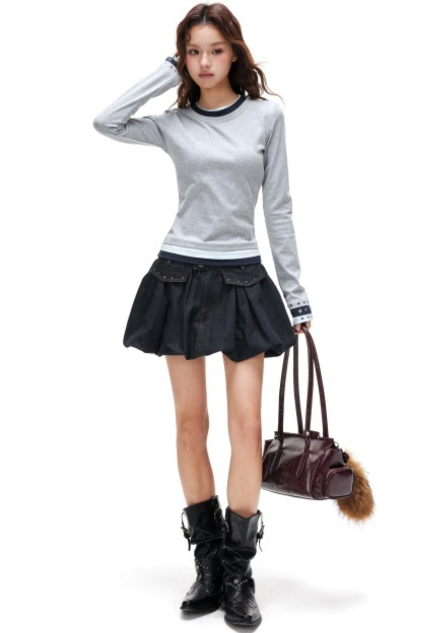 Color-Block Rhinestone Slimming Top