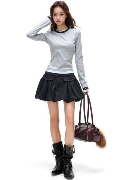 Color-Block Rhinestone Slimming Top