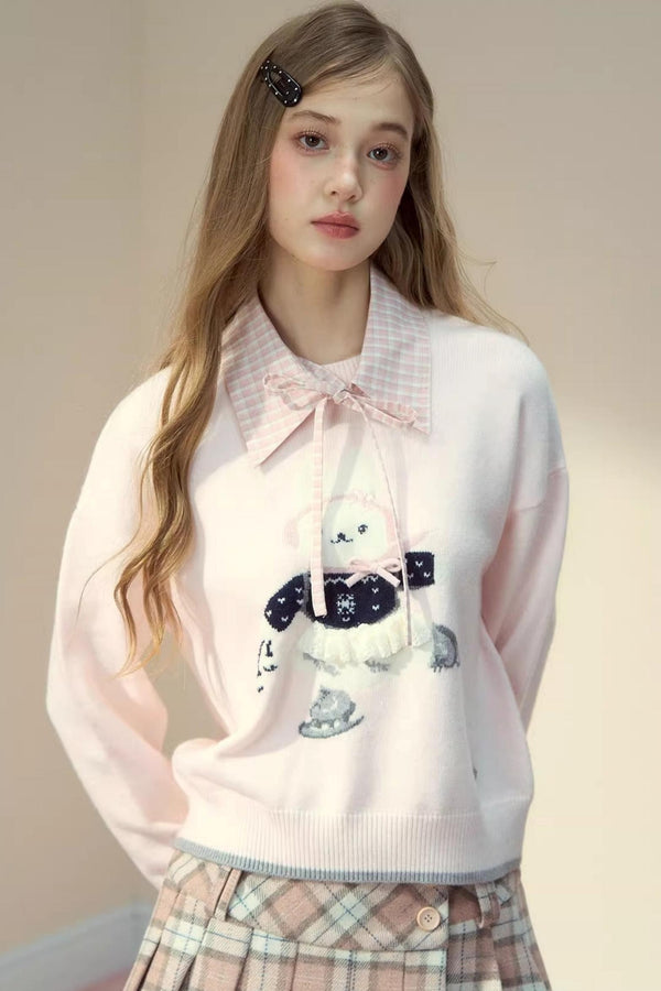 Plaid Fake Collar Sweater