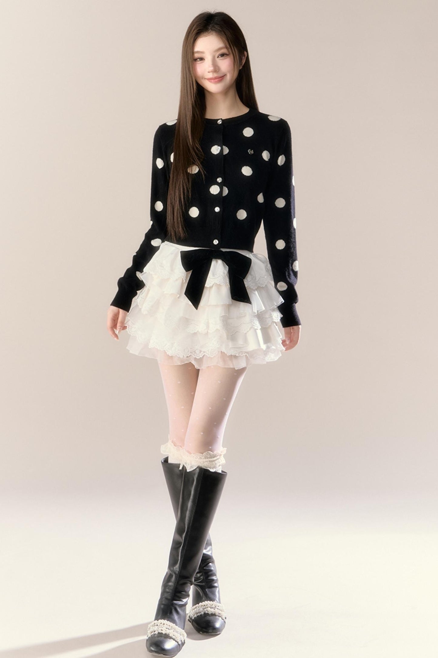 Velvet Polka Dot Cardigan