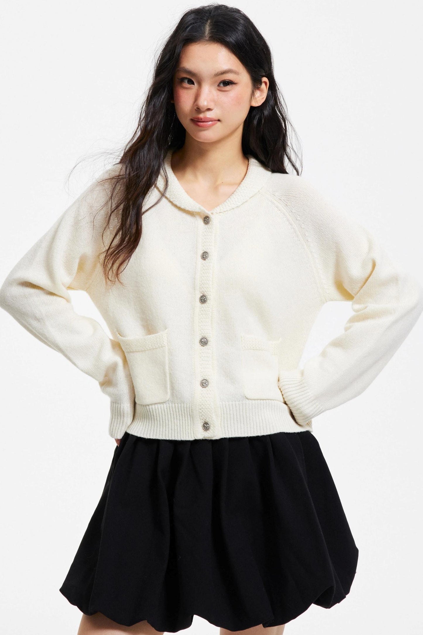 Pure Wool Raglan Cardigan