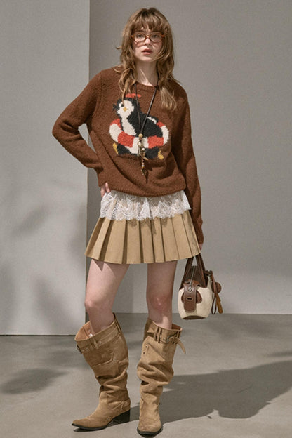 Silk Classic Pleated Puffy Short Skirt