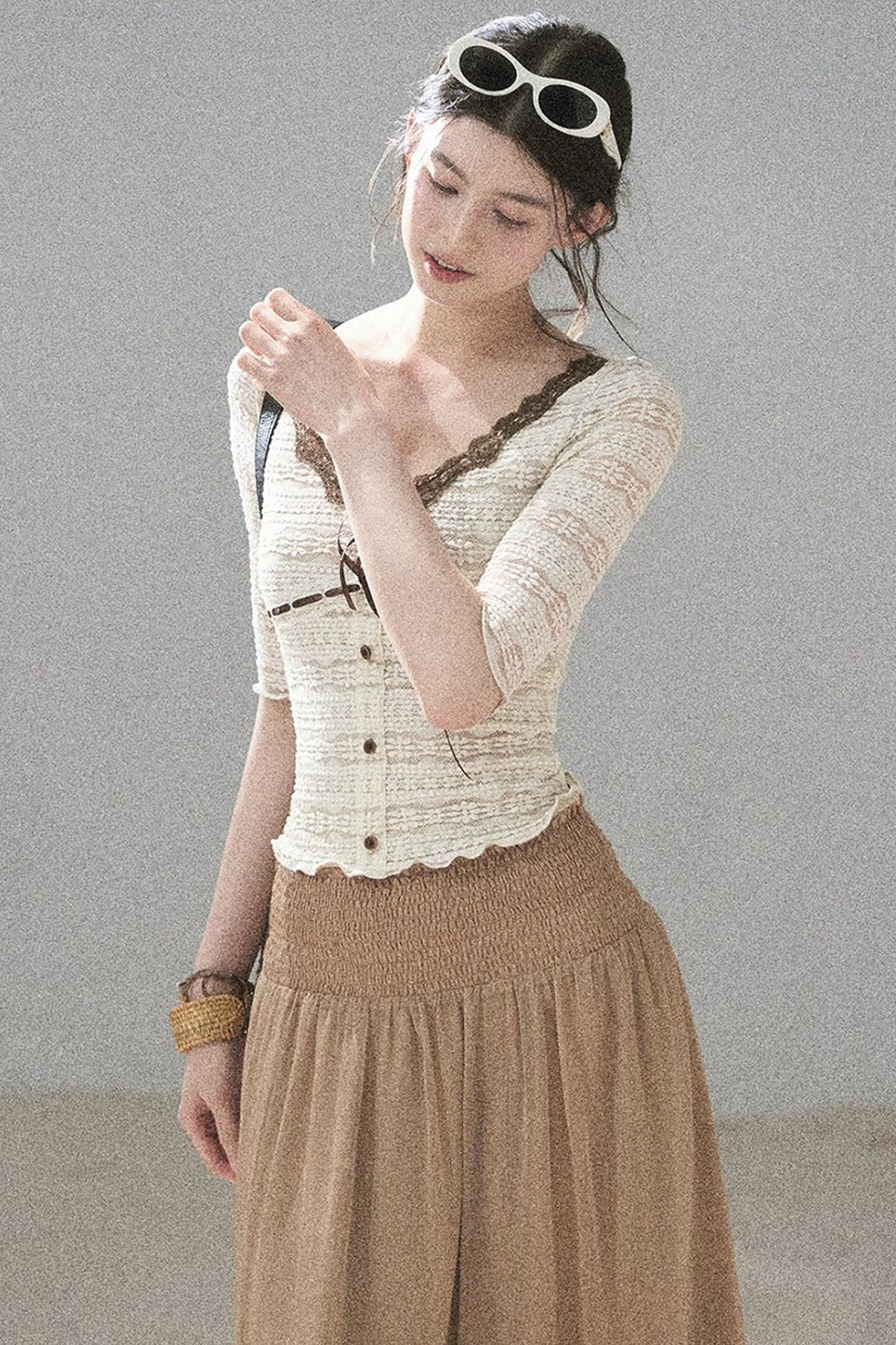 French Lace Hollow-Out Top