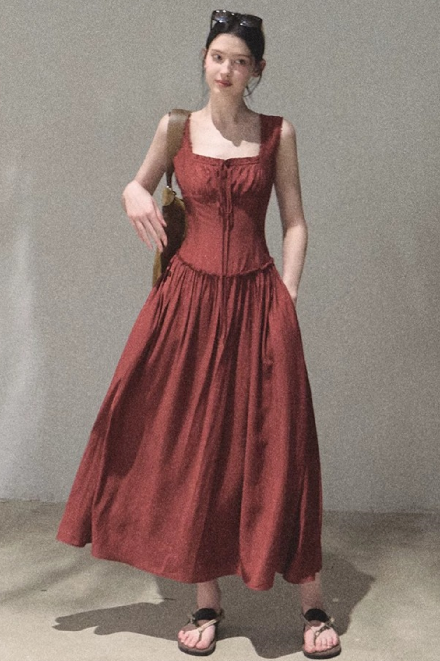 Sleeveless Ruffled Square Neck Dress