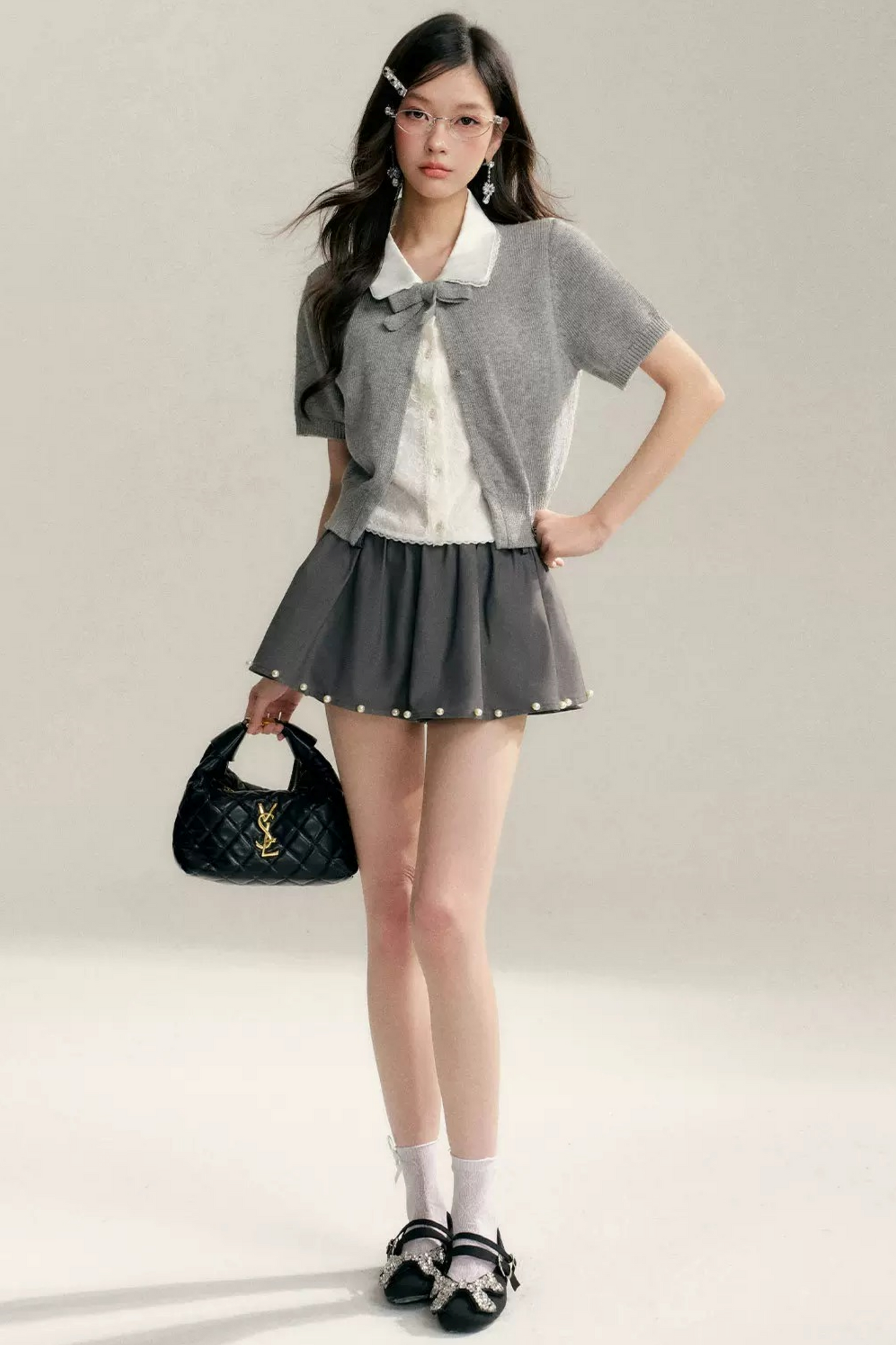 아카데미 돌 칼라 니트 세트업