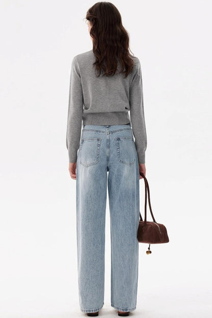 Washed Slimming Straight Leg Jeans