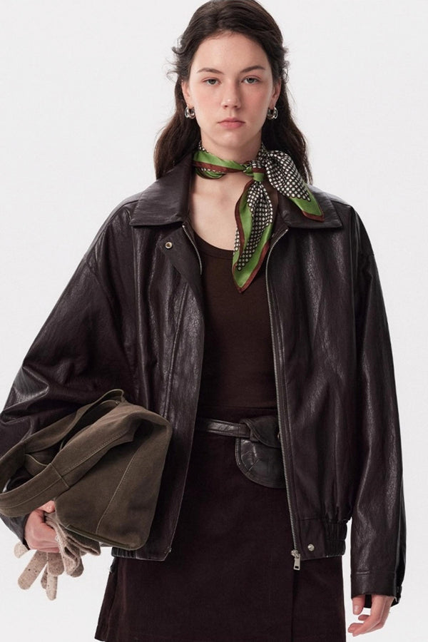 Caramel Wax PU Leather Jacket