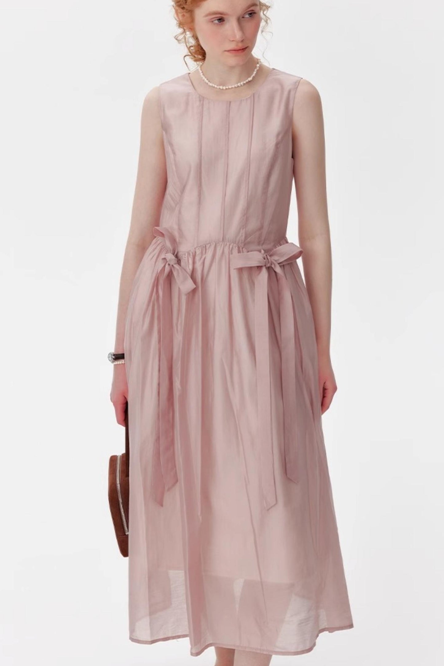 Pink And Blue Tencel A-Line Dress