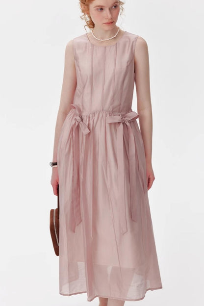 Pink And Blue Tencel A-Line Dress