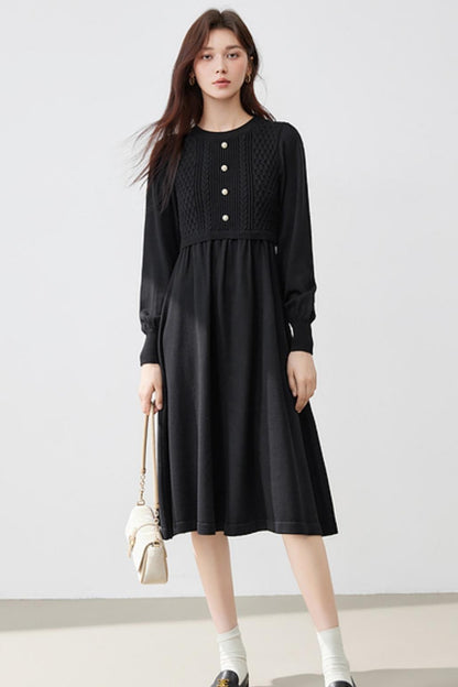 French Knit Sweater Waist Dress