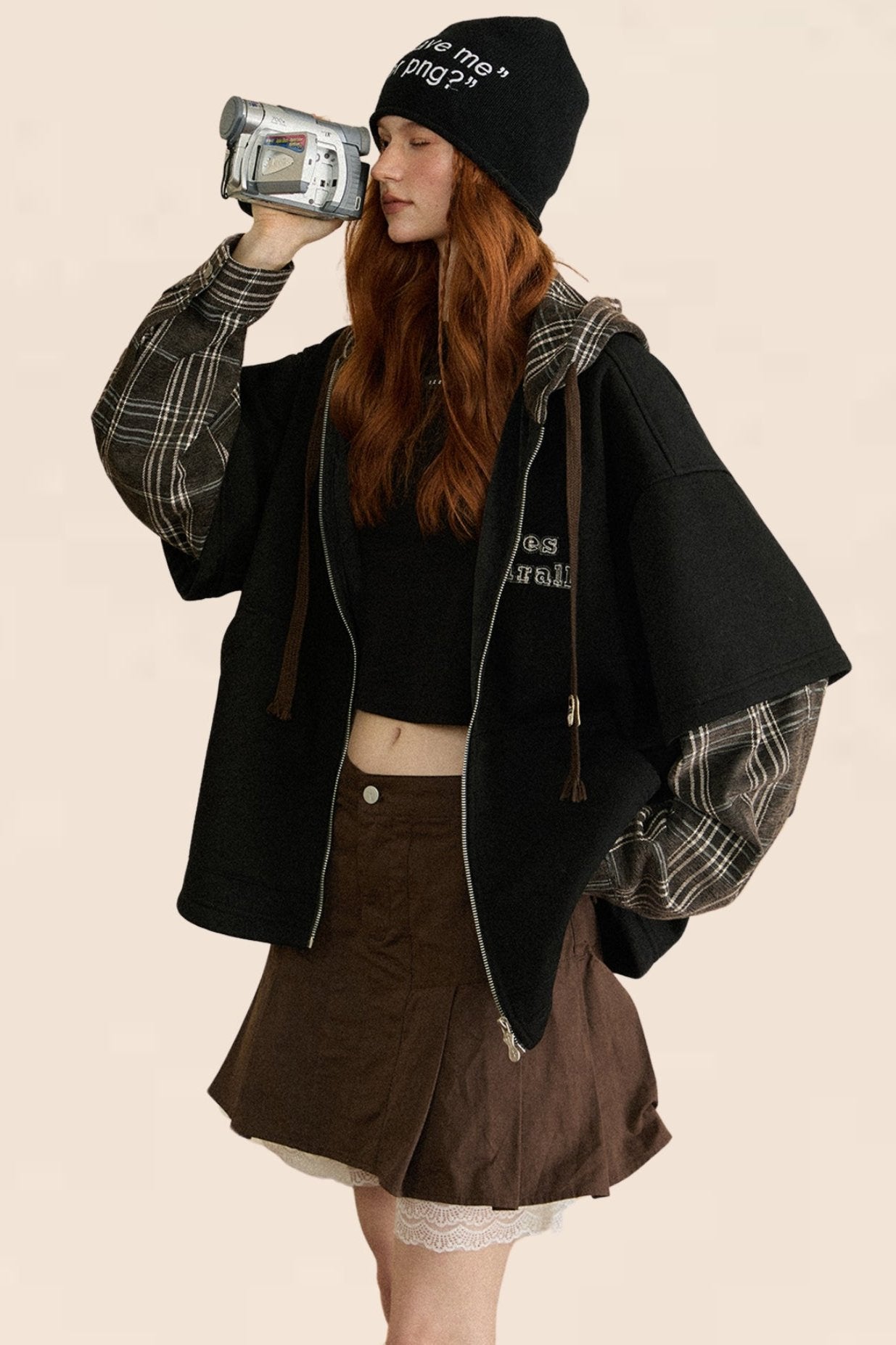 Vintage Plaid Patchwork Varsity Coat