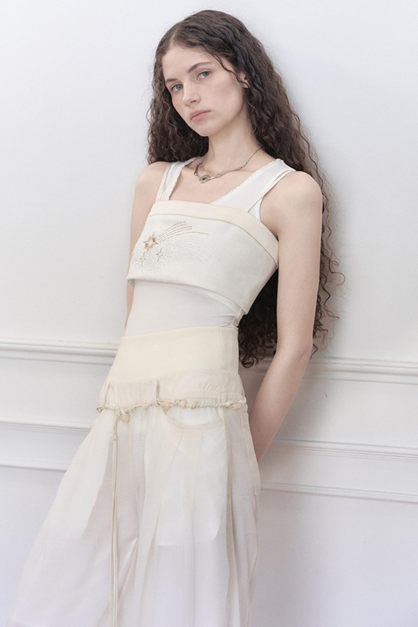 Lace Collar Knit Camisole Set