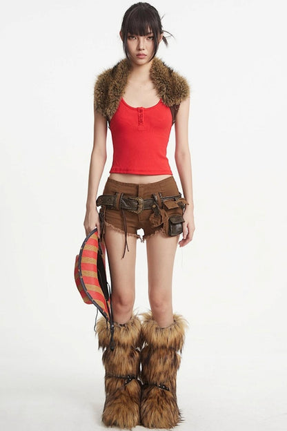 Denim Spice Brown Shorts