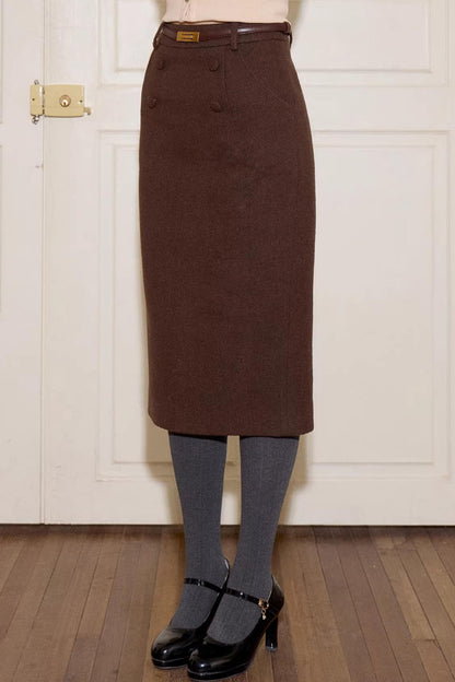 Wool Blend Cigarette Skirt