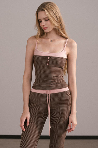 Color-Block Knitted Cardigan Set-Up