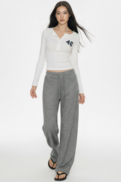 Gray Striped Knit Pants