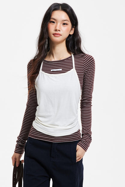 Patchwork Faux Layered Knit Top