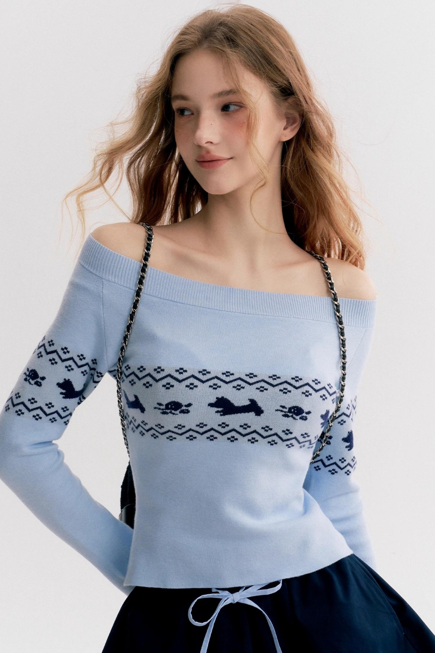 Contrasting Fair Isle Knit Top
