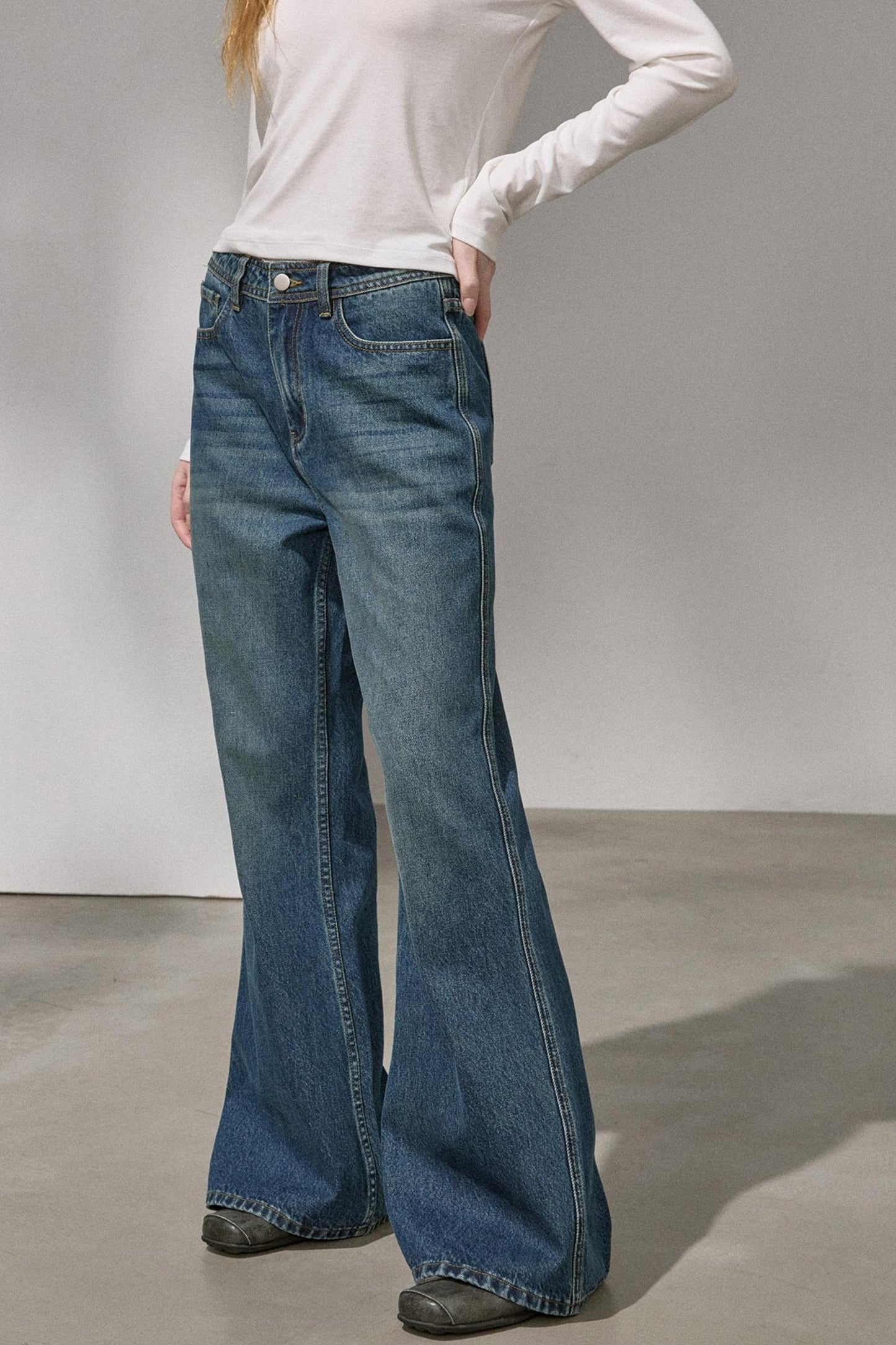 Embroidered Flared Denim Pants