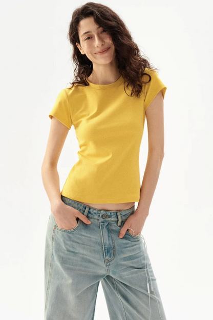 Einfarbiges schmal geschnittenes Oberteil