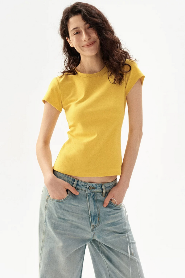 Solid Color Slim-Fit Top