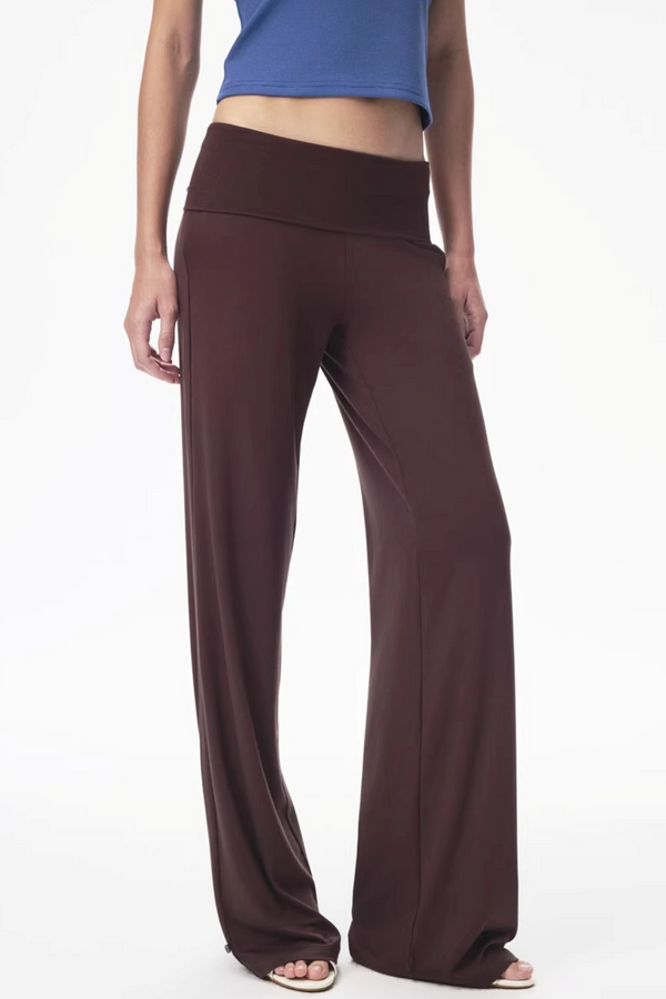 Brown Knit Slim-Fit Pants