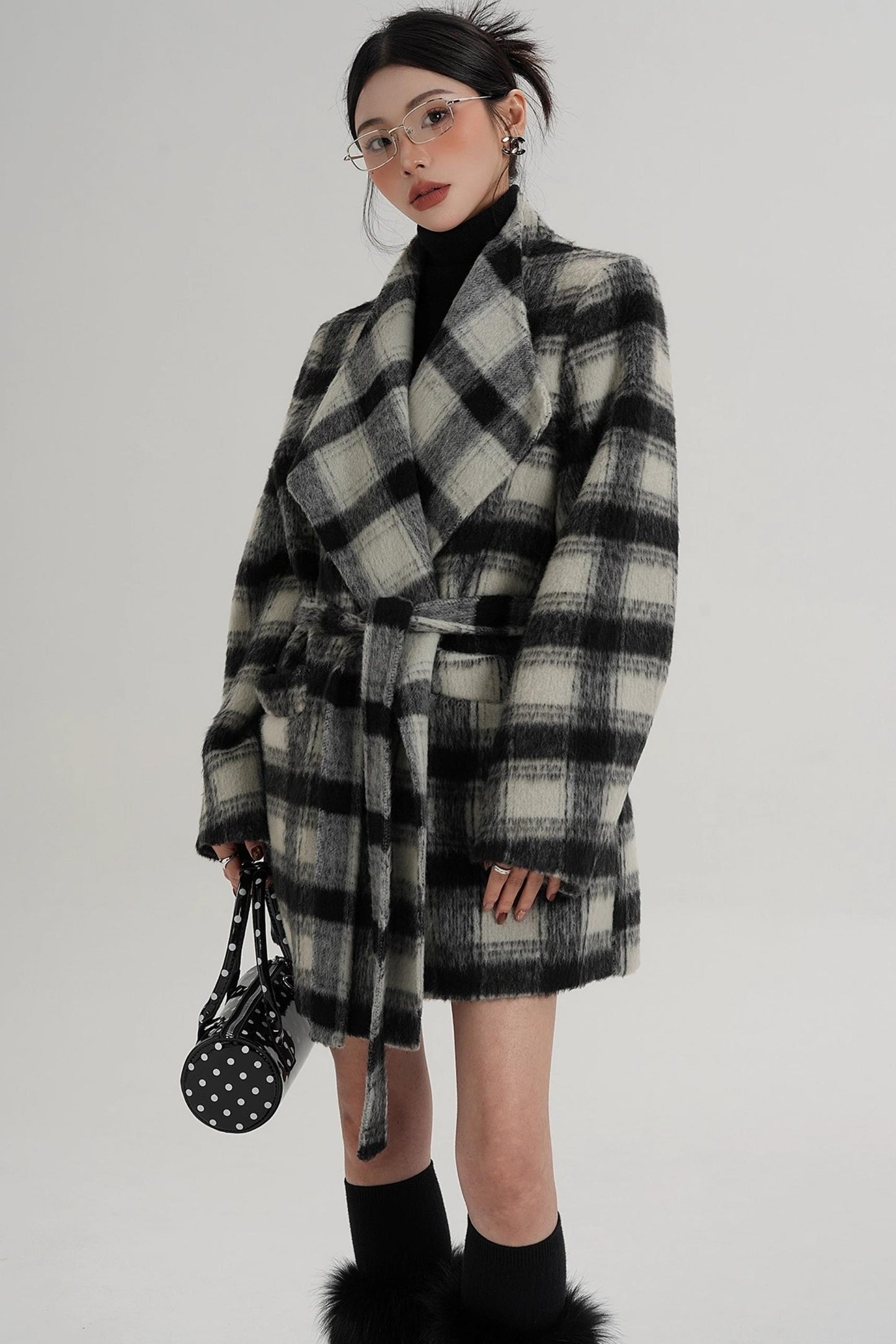 Elegant Plaid Wool Coat
