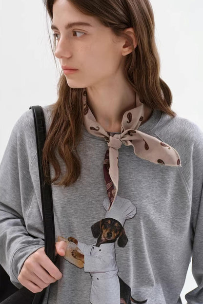 Lyocell Loose Printed Long Sleeve T-Shirt