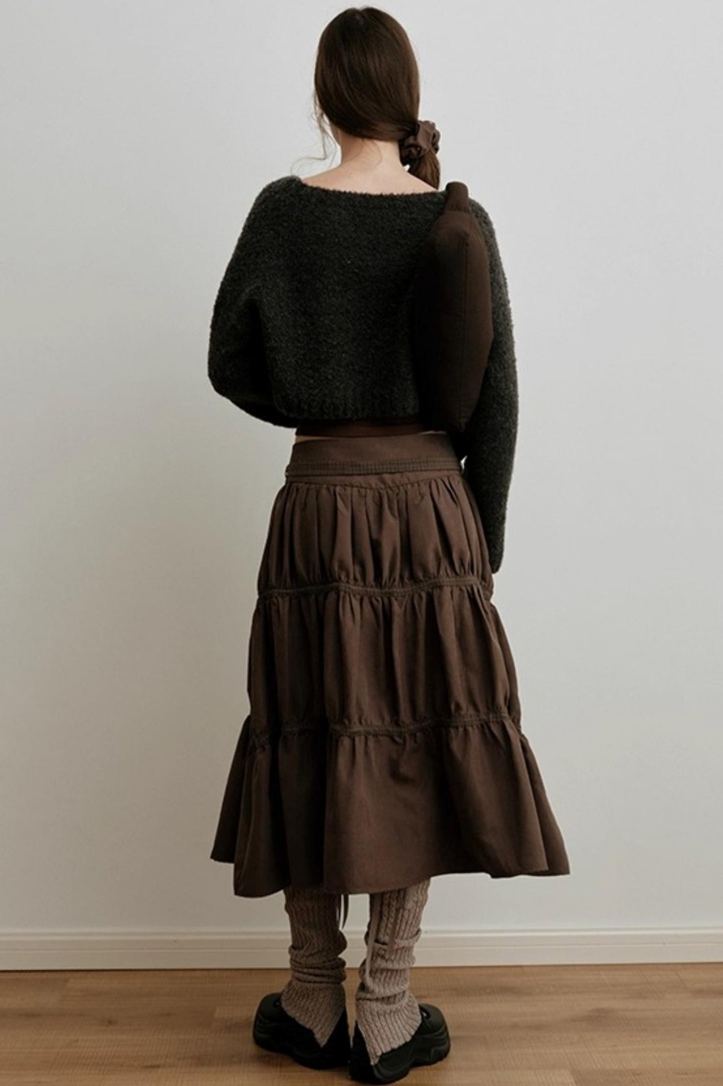 Sunset Suede Spliced Belt Umbrella Skirt